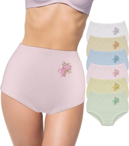 SO-EN Women's Fullpanty Cotton Blend Ribs Underwear, Assorted color, Pack of 6. (GPZ6-818) in Saudi Arabia