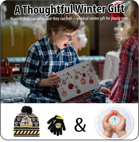 Nicklelodeon Paw Patrol Boy's Winter Hat and 2 Pair of Gloves or Mittens Set (Age 2-7) Size Age 4-7, Paw Patrol Black Glove with Handwarmers in Saudi Arabia
