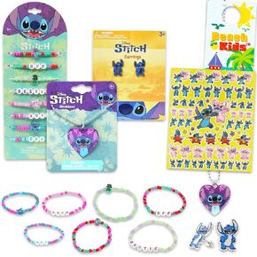 Disney Lilo and Stitch Jewelry Set for Girls Dress Up Accessories Bundle with Necklace, Earrings, 8 Bracelets Plus Stickers, More | Stitch Jewelry for Kids, Girls in Saudi Arabia