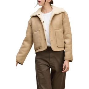 VELVET BY GRAHAM & SPENCER Women's Amara Reversible Sherpa Jacket, Sand, Small in Saudi Arabia