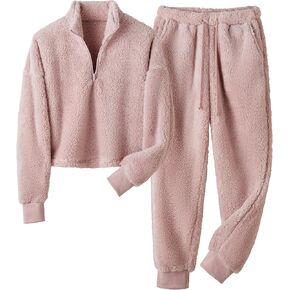 Womens Winter Pajamas Sets Soft Comfy Fleece Pullover Sherpa Pants Fuzzy 2 Piece Pjs Set Cute Warm Loungewear in Kuwait