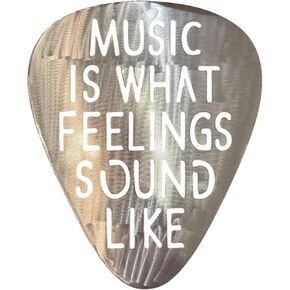 Top Brass Jumbo 16" Metal Guitar Pick Wall Art – “Music Is What Feelings Sound Like" Quote – Steel Wall Décor – Music Room, Studio, or Man Cave Art (Flame Torched) in Saudi Arabia