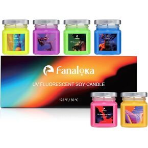 Mini 60g * 6 Pack UV Fluorescent Soy Wax Low Temperature Candles, Low Heat Body Safe Candle for Night Party, Unscented (122 °F (50°C), Peelable Wax) in Saudi Arabia