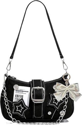 محافظ Y2k للنساء، محفظة لطيفة من إكسسوارات Y2k، حقيبة Emo Purse Goth Punk Style، حقيبة يد كتف لطيفة للنساء in Kuwait