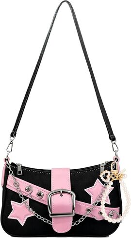 محافظ Y2k للنساء، محفظة لطيفة من إكسسوارات Y2k، حقيبة Emo Purse Goth Punk Style، حقيبة يد كتف لطيفة للنساء in Kuwait