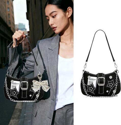 محافظ Y2k للنساء، محفظة لطيفة من إكسسوارات Y2k، حقيبة Emo Purse Goth Punk Style، حقيبة يد كتف لطيفة للنساء in Kuwait