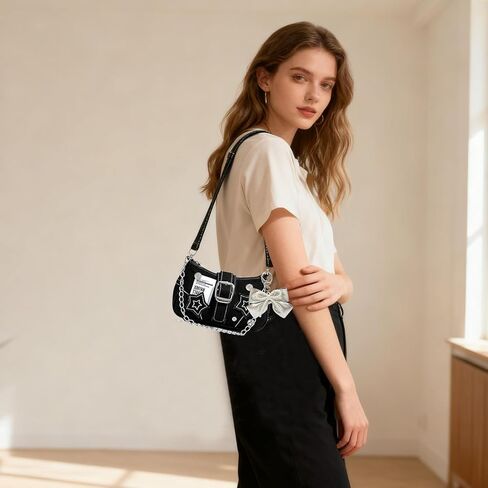 محافظ Y2k للنساء، محفظة لطيفة من إكسسوارات Y2k، حقيبة Emo Purse Goth Punk Style، حقيبة يد كتف لطيفة للنساء in Kuwait