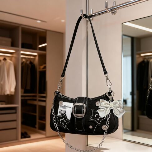محافظ Y2k للنساء، محفظة لطيفة من إكسسوارات Y2k، حقيبة Emo Purse Goth Punk Style، حقيبة يد كتف لطيفة للنساء in Kuwait