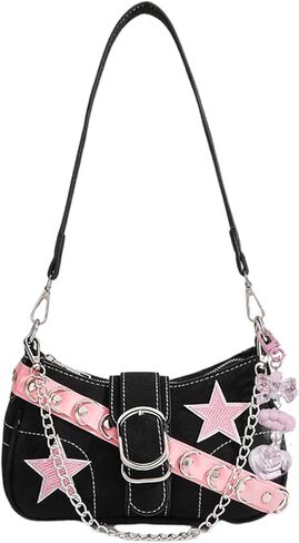 محافظ Y2k للنساء، محفظة لطيفة من إكسسوارات Y2k، حقيبة Emo Purse Goth Punk Style، حقيبة يد كتف لطيفة للنساء in Kuwait