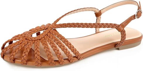 PIZZ ANNU Women's Sophia Braided Flat Sandals Comfortable Memory Foam Walking Shoes Summer Gladiator Slingback Ankle Strap Strappy Sandals in Saudi Arabia