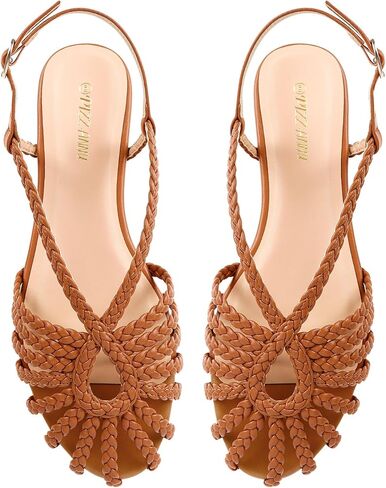 PIZZ ANNU Women's Sophia Braided Flat Sandals Comfortable Memory Foam Walking Shoes Summer Gladiator Slingback Ankle Strap Strappy Sandals in Saudi Arabia
