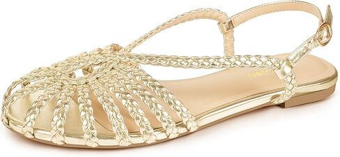 PIZZ ANNU Women's Sophia Braided Flat Sandals Comfortable Memory Foam Walking Shoes Summer Gladiator Slingback Ankle Strap Strappy Sandals in Saudi Arabia