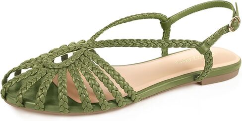 PIZZ ANNU Women's Sophia Braided Flat Sandals Comfortable Memory Foam Walking Shoes Summer Gladiator Slingback Ankle Strap Strappy Sandals in Saudi Arabia