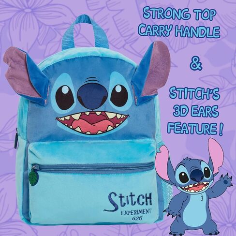 Disney Lilo and Stitch Bag Plush Kids Backpack For School Rucksack 3D Lunch Book Bag Gift, Blue, One Size in Saudi Arabia