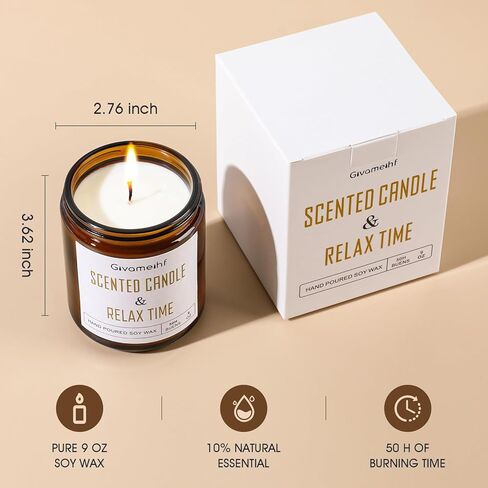 Lavender Scented Candle 9 oz, Fall Candles,Natural Soy Wax Candles, Autumn Gifts Set for Women,Jar Scented Candle with up to 50 Hour Burn Time, Relaxing Home Fragrance for Home in Saudi Arabia