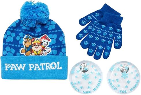 قبعة شتوية للأولاد من Nicklelodeon Paw Patrol وزوجين من القفازات أو القفازات (العمر 2-7) مقاس العمر 4-7، قفاز Paw Patrol أزرق مع أدوات تدفئة لليدين in Saudi Arabia