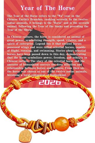 New Year of Horse Rope Beaded Bracelets, Luxurious 2026 Chinese Spring Festival With Gift Card Box Chinese Zodiac Animal Origin Adjustable String Charm Good Luck Handwoven Braided Corded Jewelry Gifts for Women Men in Saudi Arabia