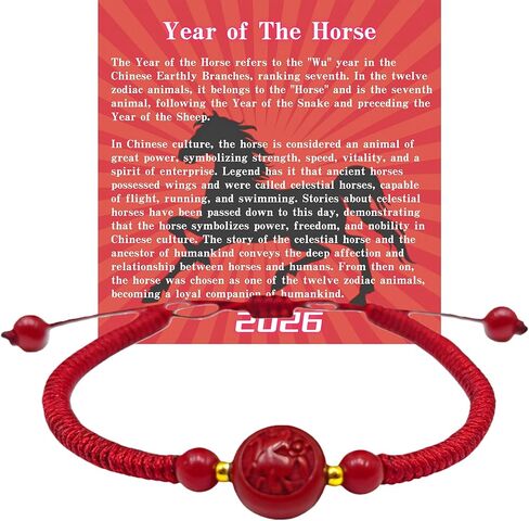 New Year of Horse Rope Beaded Bracelets, Luxurious 2026 Chinese Spring Festival With Gift Card Box Chinese Zodiac Animal Origin Adjustable String Charm Good Luck Handwoven Braided Corded Jewelry Gifts for Women Men in Saudi Arabia