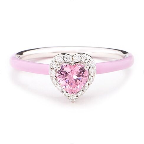 STORYJEWELLERY خاتم القلب، خواتم من الفضة الإسترلينية 925 للنساء، خاتم المينا الوردي، خواتم الوعد لها، هدايا للنساء in Saudi Arabia