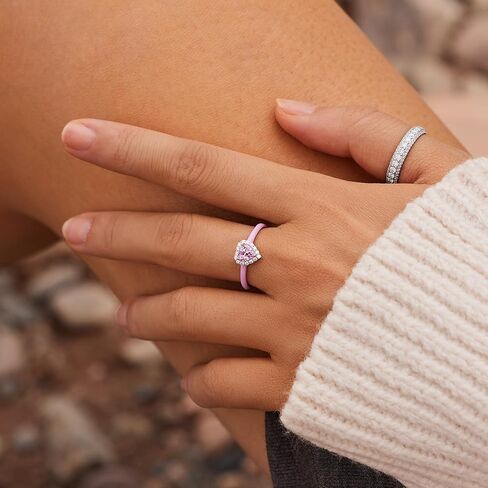STORYJEWELLERY خاتم القلب، خواتم من الفضة الإسترلينية 925 للنساء، خاتم المينا الوردي، خواتم الوعد لها، هدايا للنساء in Saudi Arabia
