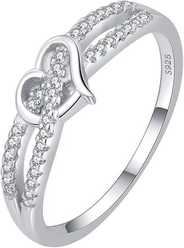 Cubic Zirconia Promise Heart Ring, 925 Sterling Silver Infinity and Heart Wedding Ring for Women, Pinky Love Ring Jewelry for Mothers in Saudi Arabia