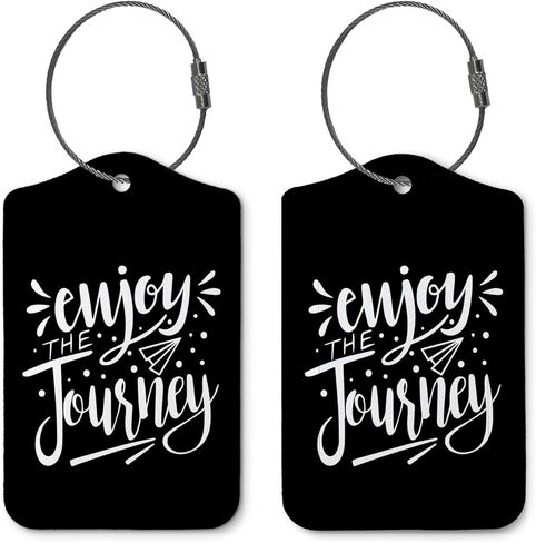Adventure Awaits Luggage Tags for Suitcases,Travel Gift for Couples,Black 2 Pack Baggage Tag Label with Steel Loop,Funny Party Gifts,Handbag School Bag Backpack Traveling Accessories in Saudi Arabia