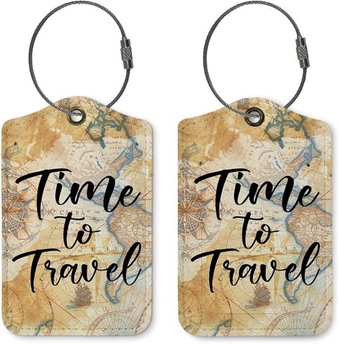 Adventure Awaits Luggage Tags for Suitcases,Travel Gift for Couples,Black 2 Pack Baggage Tag Label with Steel Loop,Funny Party Gifts,Handbag School Bag Backpack Traveling Accessories in Saudi Arabia