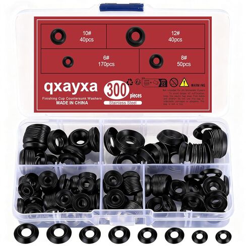 300 Pcs Finish Washers,Finishing Washers, Countersunk Washers, 6#8#10#12 Stainless Steel Cup Countersunk Finish Washers Set, Finishing Cup Countersunk Washer Assortment Kit in Kuwait