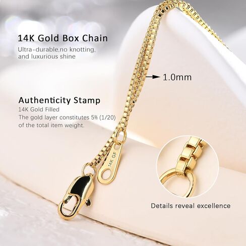 1mm Gold Box Chain Necklace 14K Gold Chains for Men & Women Dainty Non-tarnish Necklaces Unisex Gold Jewelry Gifts Sweat Proof and Fade Resistant Lifetime Quality（18-24Inches） in Kuwait