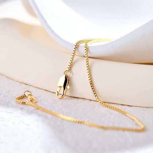 1mm Gold Box Chain Necklace 14K Gold Chains for Men & Women Dainty Non-tarnish Necklaces Unisex Gold Jewelry Gifts Sweat Proof and Fade Resistant Lifetime Quality（18-24Inches） in Kuwait