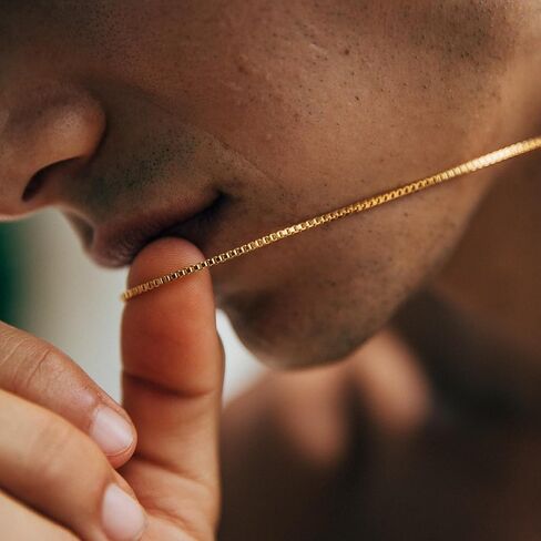 1mm Gold Box Chain Necklace 14K Gold Chains for Men & Women Dainty Non-tarnish Necklaces Unisex Gold Jewelry Gifts Sweat Proof and Fade Resistant Lifetime Quality（18-24Inches） in Kuwait