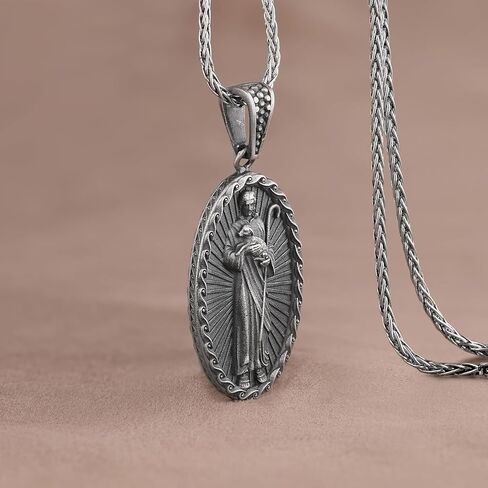 يسوع يحمل قلادة فضية لامب ، قلادة رجال الراعي ، قلادة فضية مسيحية ، قلادة قلادة دينية للرجال ، قلادة رجالي كاثوليكية in Kuwait