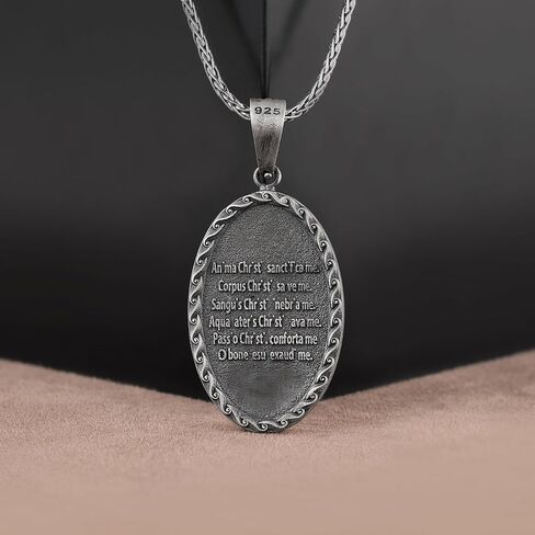 يسوع يحمل قلادة فضية لامب ، قلادة رجال الراعي ، قلادة فضية مسيحية ، قلادة قلادة دينية للرجال ، قلادة رجالي كاثوليكية in Kuwait