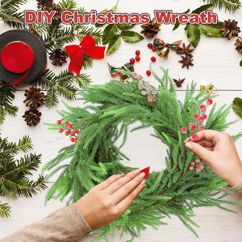 50 Pcs Holly Stems, 8.7" Snow Sprays Artificial Red Berry Stems, Holly Berry Picks for Christmas Tree Fillers Decor, Fake Red Berries for DIY Crafts Wreaths Garland Home Party Winter Decor in Saudi Arabia