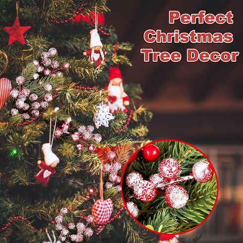 50 Pcs Holly Stems, 8.7" Snow Sprays Artificial Red Berry Stems, Holly Berry Picks for Christmas Tree Fillers Decor, Fake Red Berries for DIY Crafts Wreaths Garland Home Party Winter Decor in Saudi Arabia