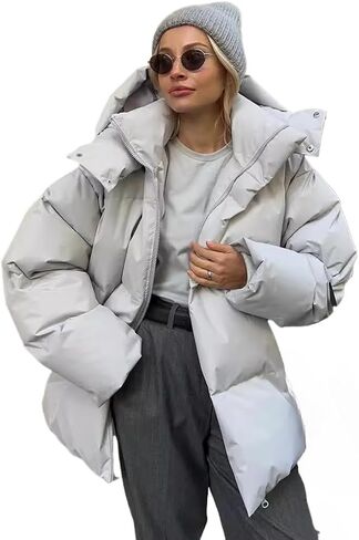 المرأة Y2K خمر سترة مبطنة كبيرة الحجم Harajuku منتفخ مبطن معطف مقنع جماليات كم طويل الوقوف طوق in Kuwait