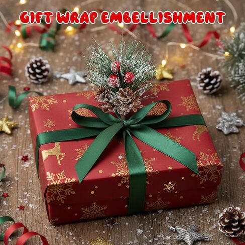 Christmas Decorations,15Pcs Christmas Tree Picks,Red Berry Holly Branches for Crafts,Christmas Picks and Sprays,Greenery Pick and Garland Decoration in Saudi Arabia