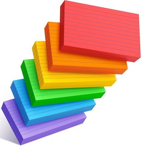 Colored Index Cards 4x6 Inch - 160 Pack, Heavy Ruled Index Flash Cards for Studying, Lined Index Note Cards 4" x 6" with Colorful, Neon Colored Flashcards Notecards 4x6 for Office & Teaching Supplies in Kuwait