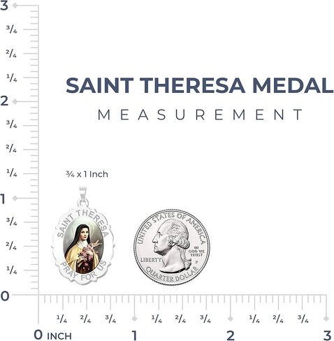 PicturesOnGold.com Saint Theresa - Scalloped Oval Religious Medal Color - 3/4 Inch X 1 Inch in Sterling Silver in Saudi Arabia