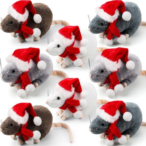 Honoson 8 Pcs Rat Stuffed Animal Mouse Plush Toy 7 Inch Fake Rat Small Stuffed Mice Bulk Cuddly Realistic Plushies for Birthday (Grey, Brown) in Kuwait
