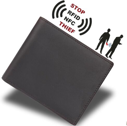 Real Leather Wallet for Men RFID Blocking Bifold 12 Card Slots 2 ID Windows Full Grain Vintage Coffee (Coffee) in Saudi Arabia