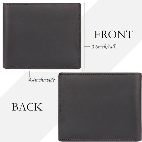 Real Leather Wallet for Men RFID Blocking Bifold 12 Card Slots 2 ID Windows Full Grain Vintage Coffee (Coffee) in Saudi Arabia