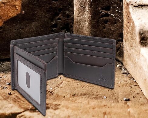 Real Leather Wallet for Men RFID Blocking Bifold 12 Card Slots 2 ID Windows Full Grain Vintage Coffee (Coffee) in Saudi Arabia