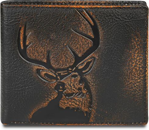 Real Leather Wallet for Men RFID Blocking Bifold 12 Card Slots 2 ID Windows Full Grain Vintage Coffee (Coffee) in Saudi Arabia