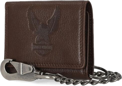 Harley-Davidson Men's Classic Genuine Leather Iconic B&S Eagle Wallet - Brown in Saudi Arabia