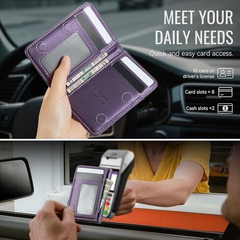 محفظة للنساء والرجال حاملي بطاقات RFID وفتحات للنقود، جيب أمامي من جلد البولي يوريثان، محافظ نحيفة بسيطة هدية للرجال، أرجواني in Kuwait