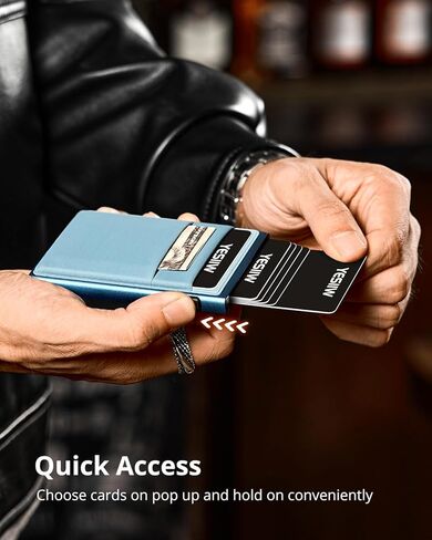 محفظة YESIIW RFID للرجال والنساء، حامل بطاقات نحيفة مع 8 بطاقات ائتمان، جيب معدني صغير للنقود، هدية جيب أمامي صغير للرجال، بحيرة أبي، أزرق in Kuwait