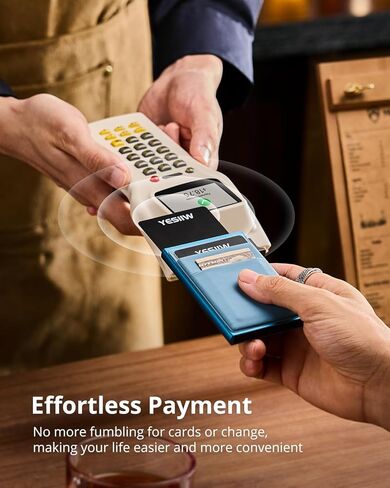 محفظة YESIIW RFID للرجال والنساء، حامل بطاقات نحيفة مع 8 بطاقات ائتمان، جيب معدني صغير للنقود، هدية جيب أمامي صغير للرجال، بحيرة أبي، أزرق in Kuwait