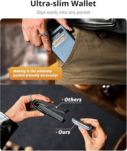 محفظة YESIIW RFID للرجال والنساء، حامل بطاقات نحيفة مع 8 بطاقات ائتمان، جيب معدني صغير للنقود، هدية جيب أمامي صغير للرجال، بحيرة أبي، أزرق in Kuwait