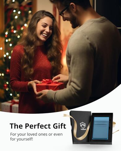 محفظة YESIIW RFID للرجال والنساء، حامل بطاقات نحيفة مع 8 بطاقات ائتمان، جيب معدني صغير للنقود، هدية جيب أمامي صغير للرجال، بحيرة أبي، أزرق in Kuwait